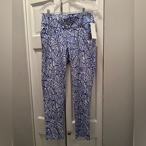NWT LILLY PULITZER LUXLETIC CORSO PANT UPF 50+ SIZE 6 MARTINIQUE BLUE ZEE BEBE